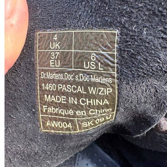 Dr. Martens Women's 1460 Black Leather Lace Up Combat Pascal with Side Zip - 7 - Picture 8 of 8